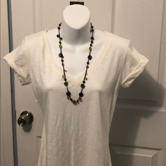 New Copper Green and Pink Bead Hammered Necklace - Picture 2 of 8